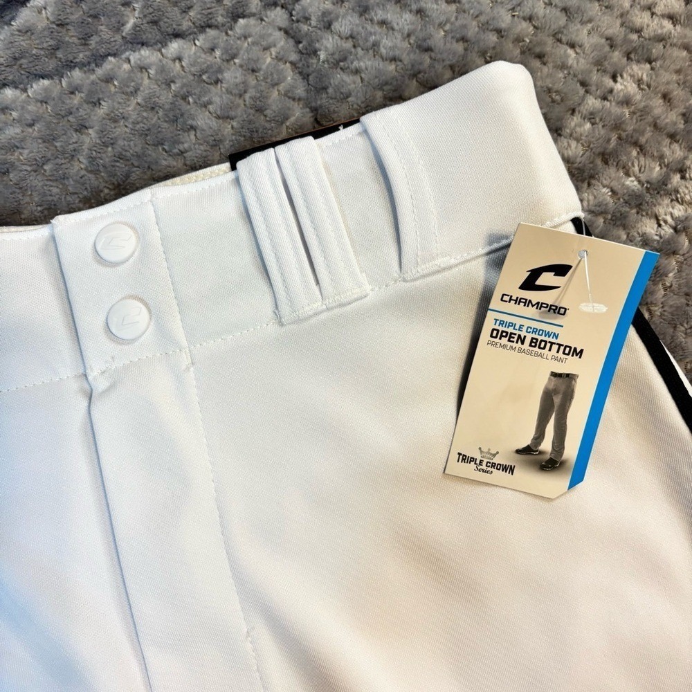Champro Triple‎ Crown Baseball Pants White Black Piping Mens Small NEW